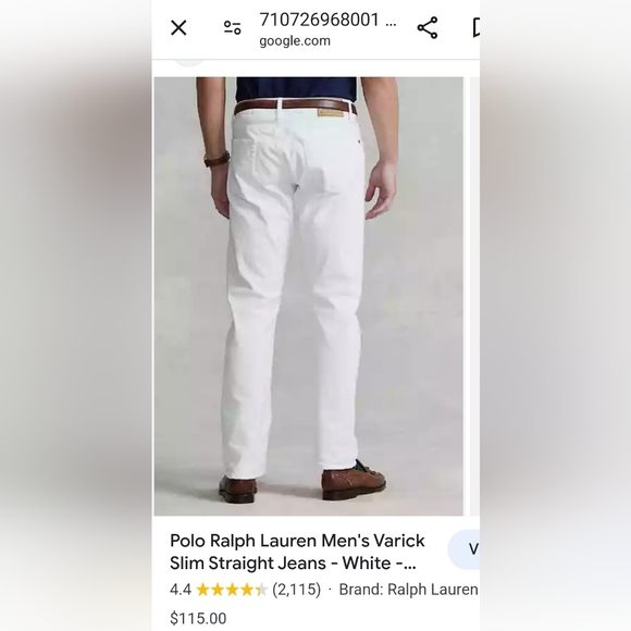 Sold!! POLO RALPH LAUREN VARICK SLIM STRAIGHT FIT MEN'S JEANS WHITE 33X32 NWT! - Picture 2 of 12